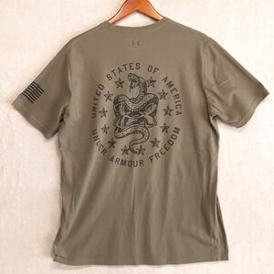 Under Armour Freedom Mens Graphic T-Shirt Sz.XL-Loose/Green/Crew/U.S/Cobra Logo